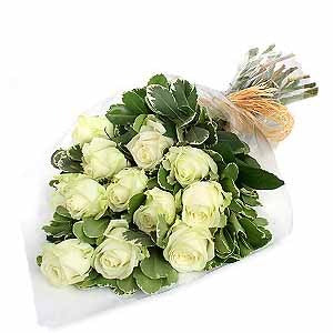 Wrapped white roses