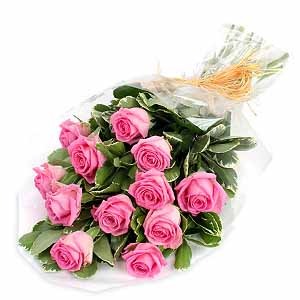 Wrapped pink roses
