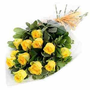 Wrapped yellow roses